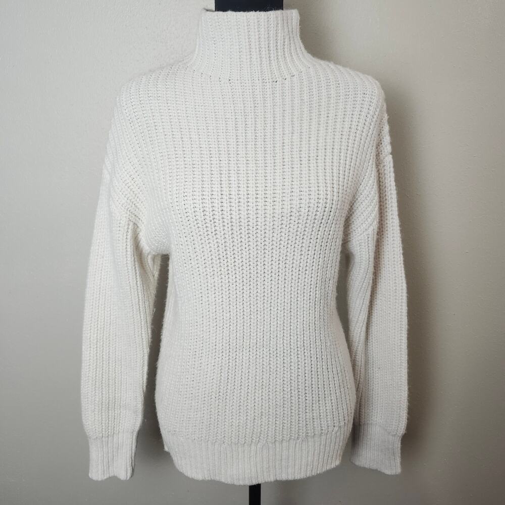 GAP Women's Mock Neck Wool Alpaca Blend X-Small Cream Sweater